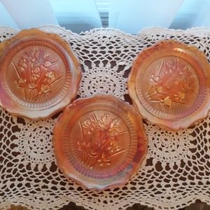 Set of 6 Depression Glass Iris & Herringbone Saucers